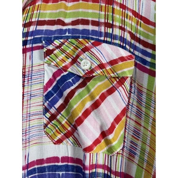 CAbi 797 Cirque Plaid Button Down Long Sleeve Shirt Womens Blouse Rayon Medium - Picture 4 of 9